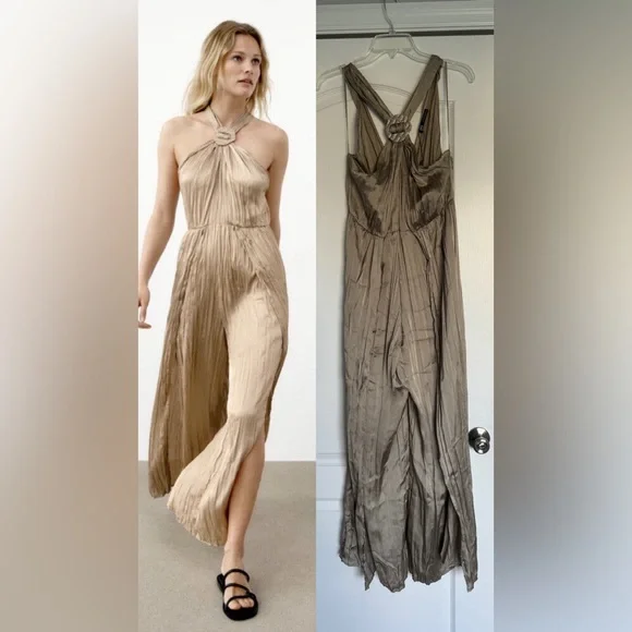 Zara satin effect halter jumpsuit